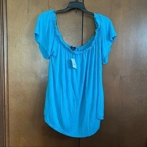 Rue 21 Plus Size NWT Iff The Shoulder Peasant Top 1X Teal❤️